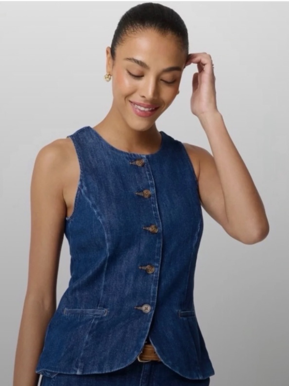 J. Crew Sleeveless Dark Blue Denim Vest